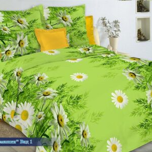 Бязь о/м пл 140 рис 1480-1 Ромашки зел
